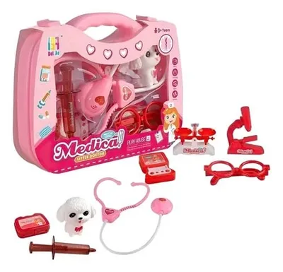 Pink "Little Doctor" Medical Pet Care Suitcase – 2-in-1 Vet and Doctor Role-Play Kit for Kids